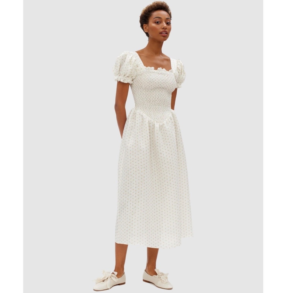 Sleeper White Floral Midi Dress